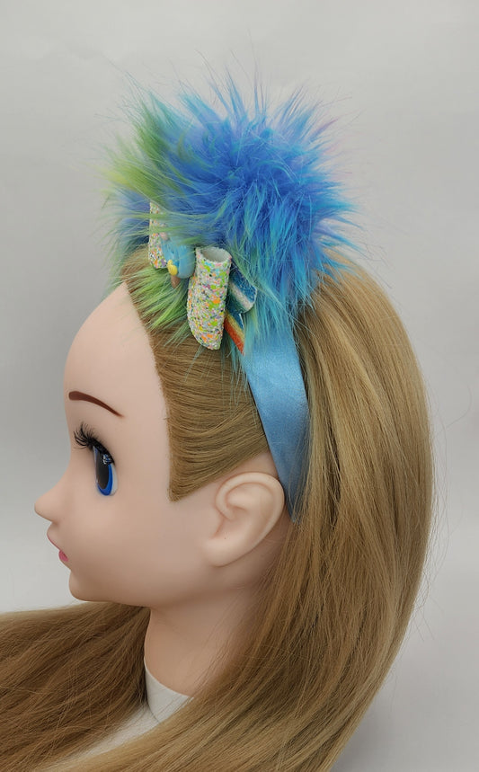 Fuzzy-Wuzzy Pom-Poms Headband w/Bow & Lollipop
