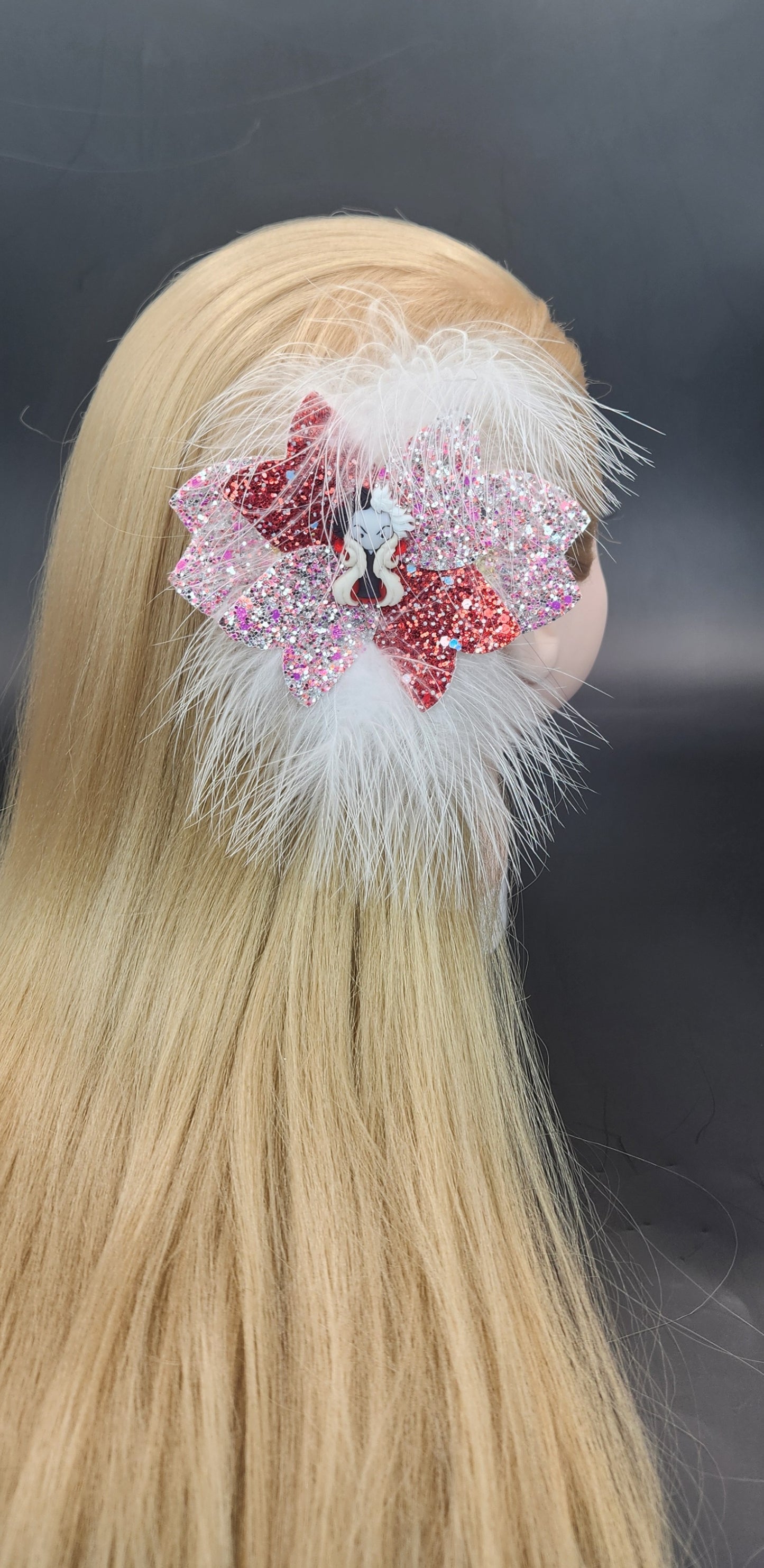 Feathery Sass Cruella De Vil Hair Bow