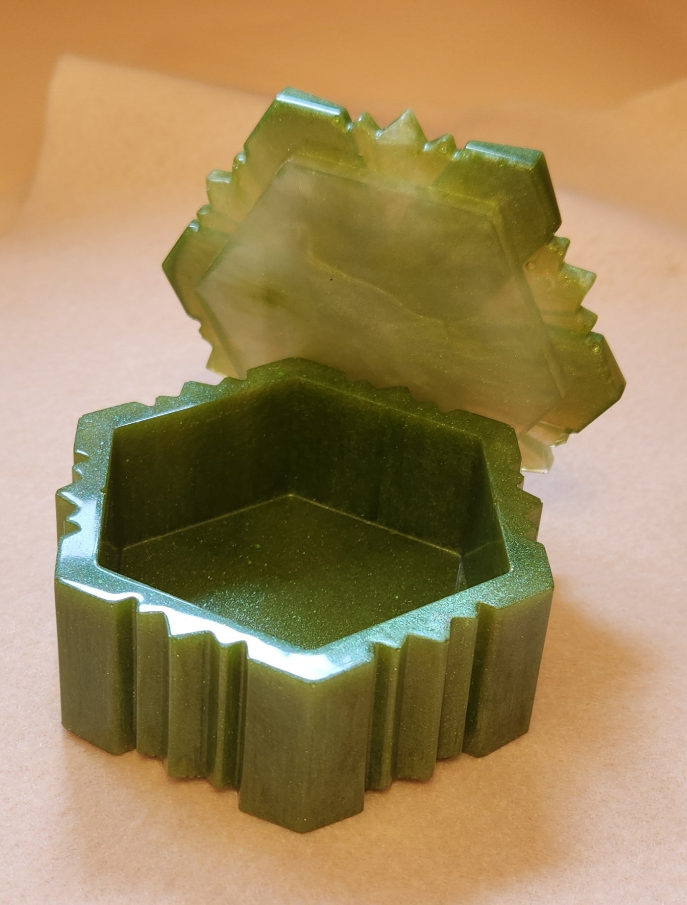 Nature's Shades of Green Resin Jewelry Dish set