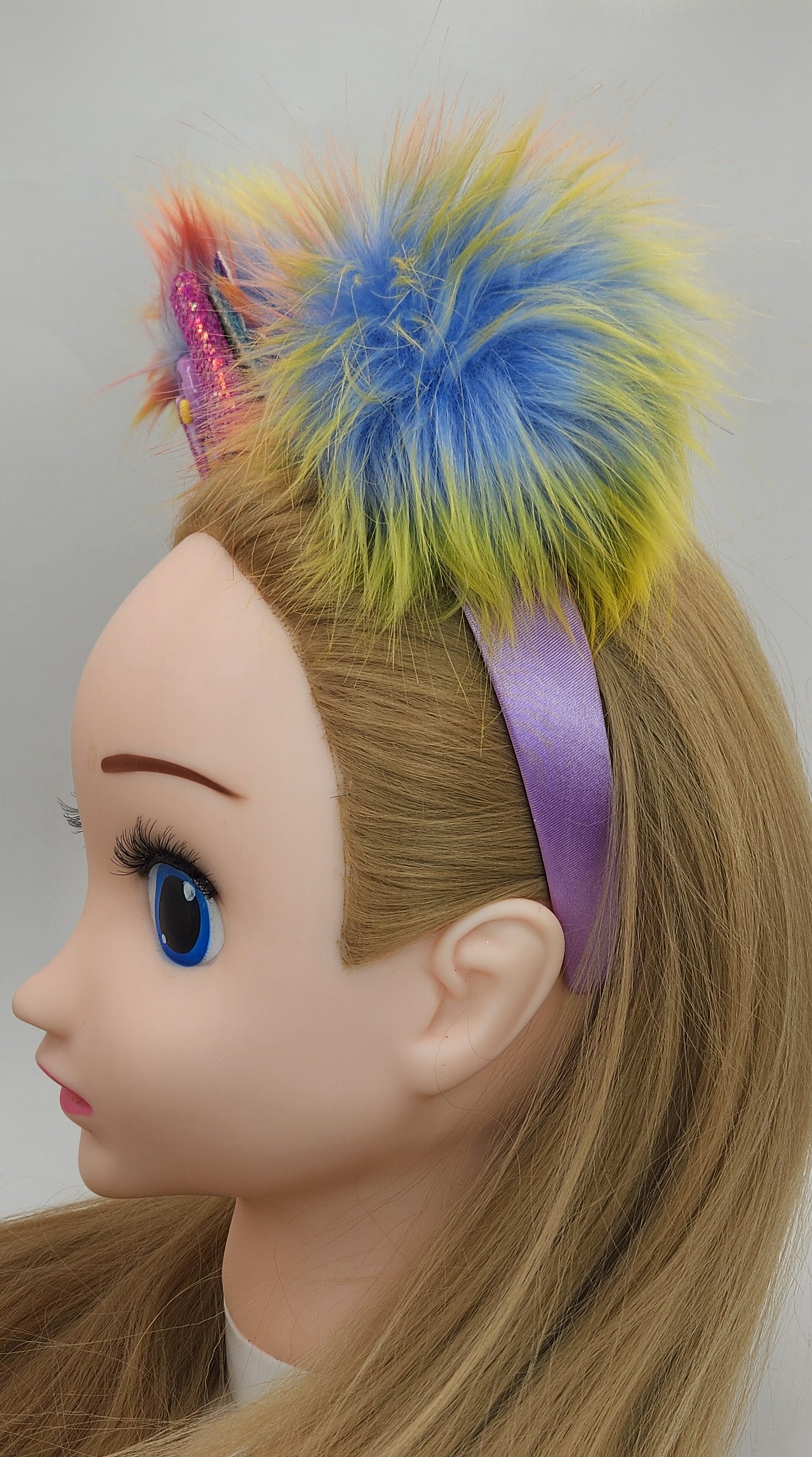 Tie-dye Pom-Poms with Lolipop Glitter Bow Headband