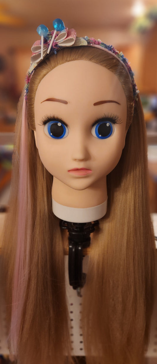 Blue Candy Headband with Artificial Pink Hair
