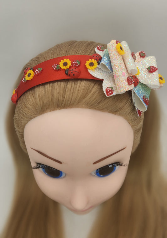 Sunflowers, Ladybugs & Strawberries Headband
