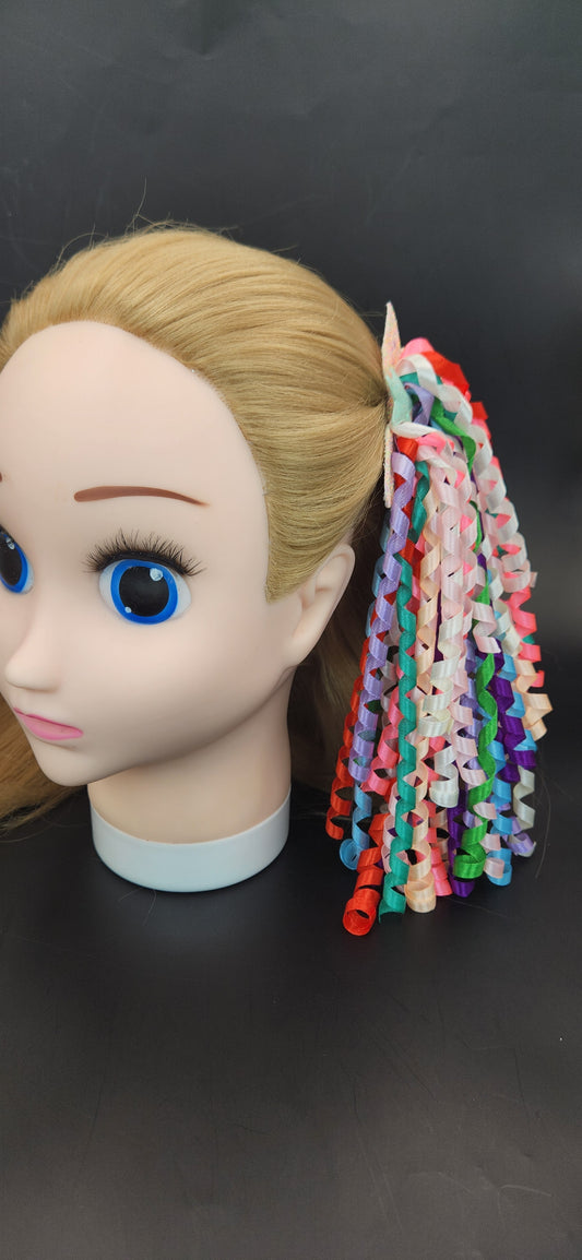 Curly Colorful Bundles of Korker Ribbon Hair Clip