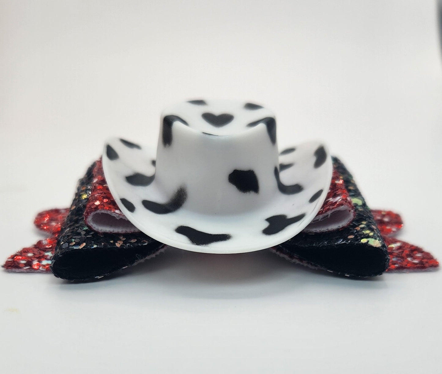 Cow Print "Cow"girl Hat Racey Red & Black Hair Bow