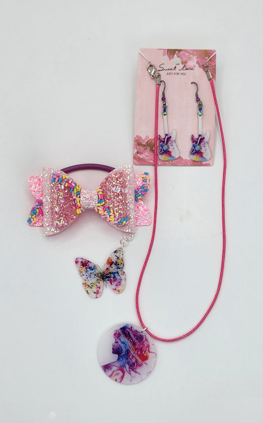 BFF Artsy Music Girl Jewelry Set & Hair Bow