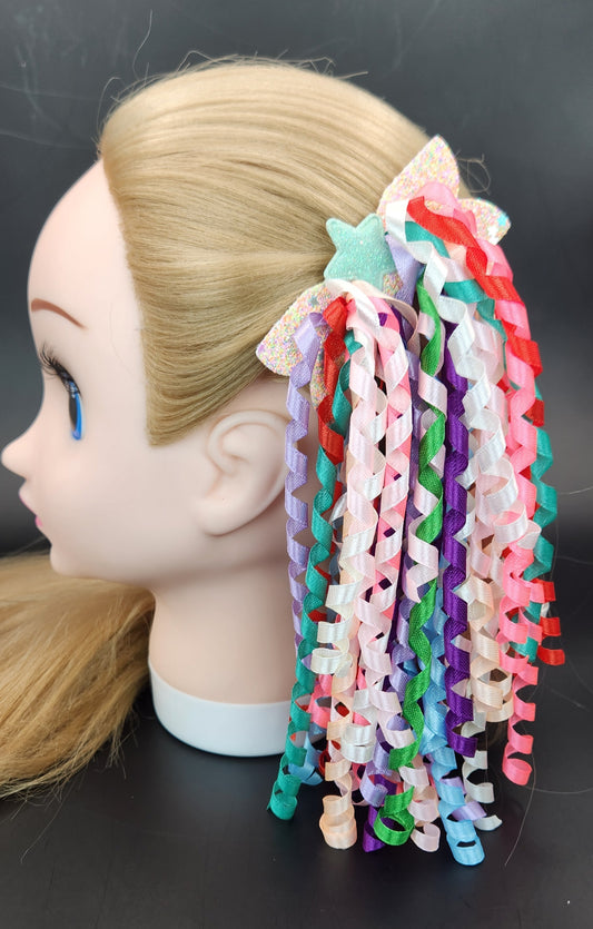 Curly Colorful Bundles of Korker Ribbon Hair Clip