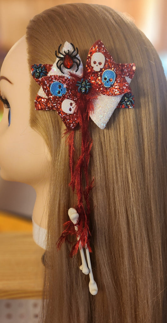 Skulls and Spiders and Bones! OH, MY!!! Hair Bow