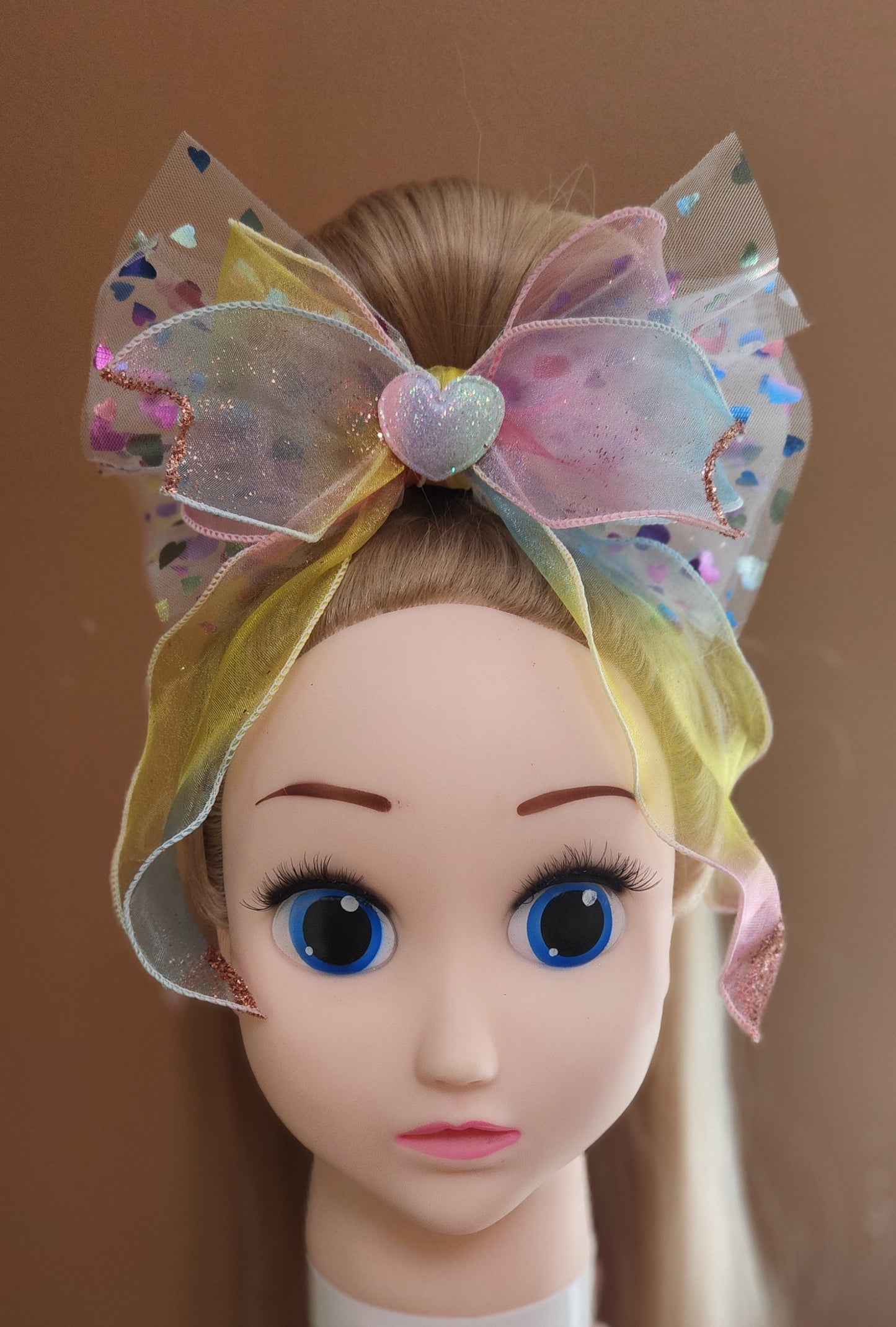 OMG Adorable! Rainbow Colored Heart Hair bow