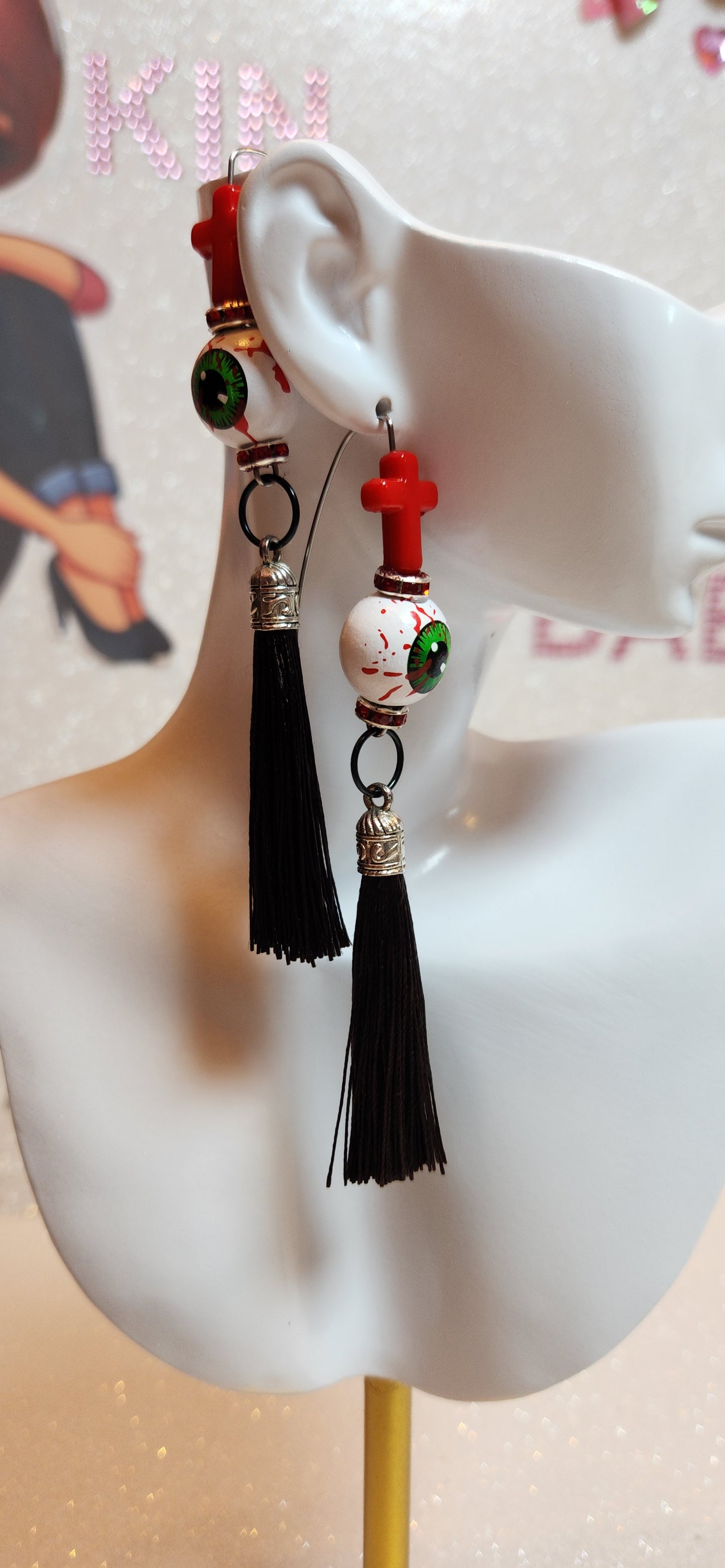 EYES BEWARE Black Tassel Earrings