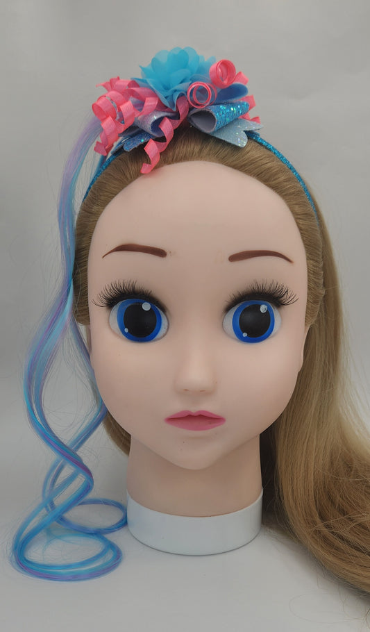 Iridescent Bow w/Korker Ribbon & Artificial Hair Headband