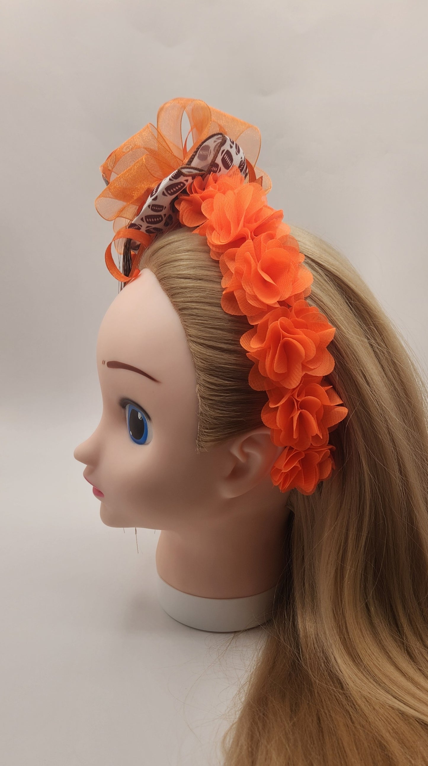 Orange and Brown Footbal Theme Artisanal Headband