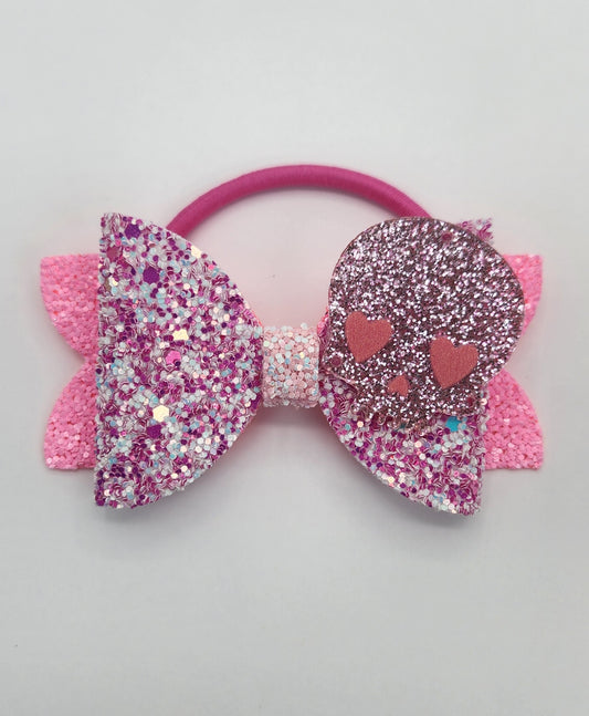 Glam Pink Skull Hair Bow
