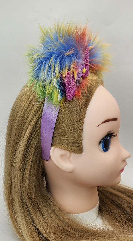 Tie-dye Pom-Poms with Lolipop Glitter Bow Headband