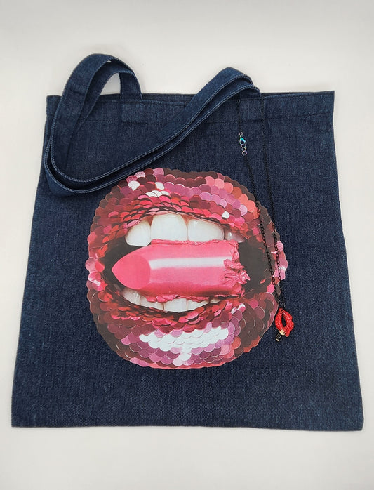 Luscious Lips Tote w/Lips-N-Lipstick Necklace