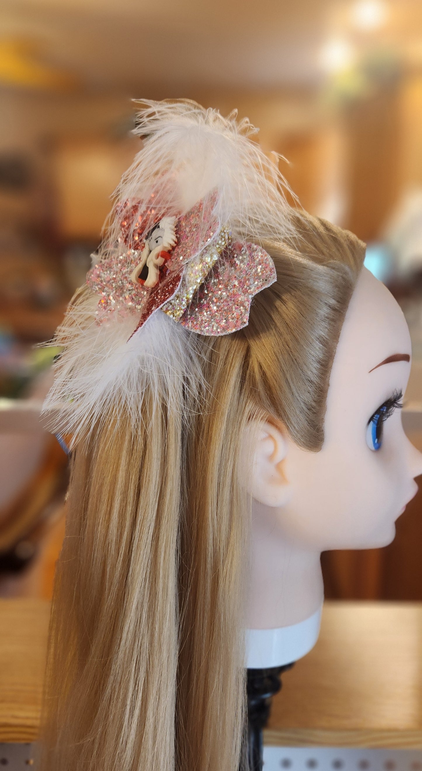 Feathery Sass Cruella De Vil Hair Bow