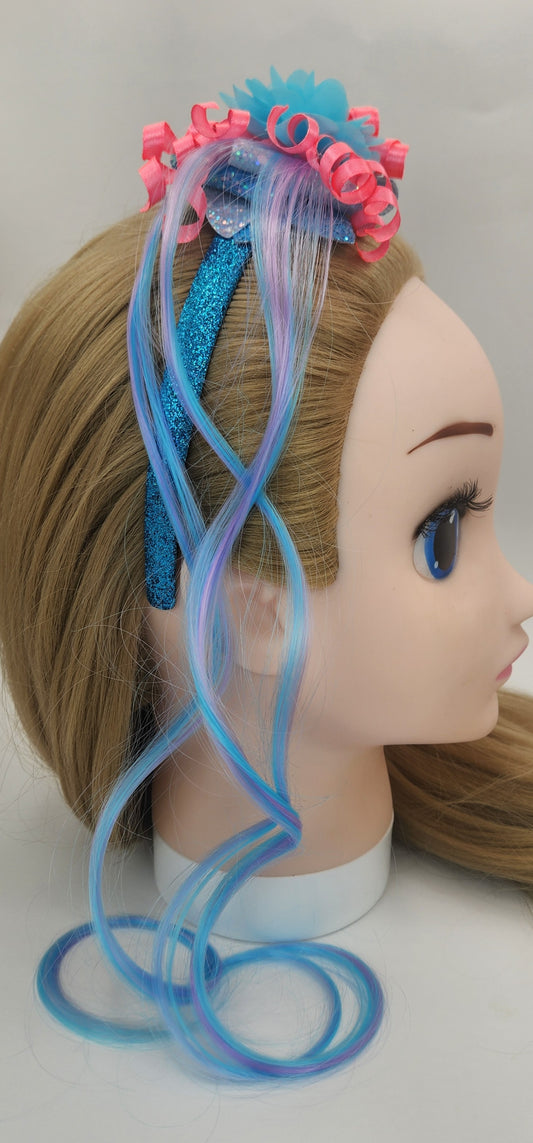 Iridescent Bow w/Korker Ribbon & Artificial Hair Headband