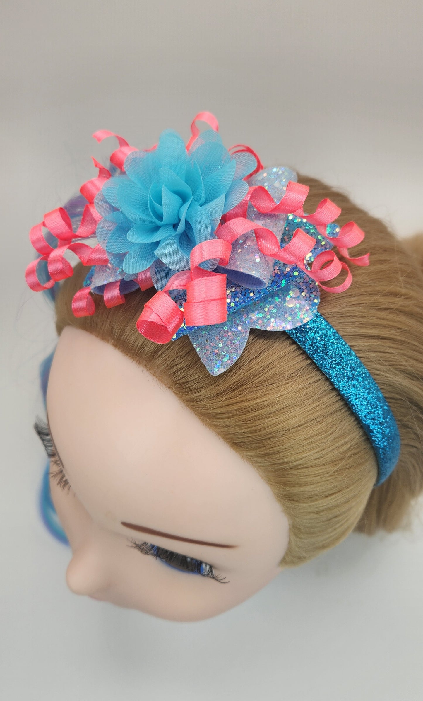 Iridescent Bow w/Korker Ribbon & Artificial Hair Headband