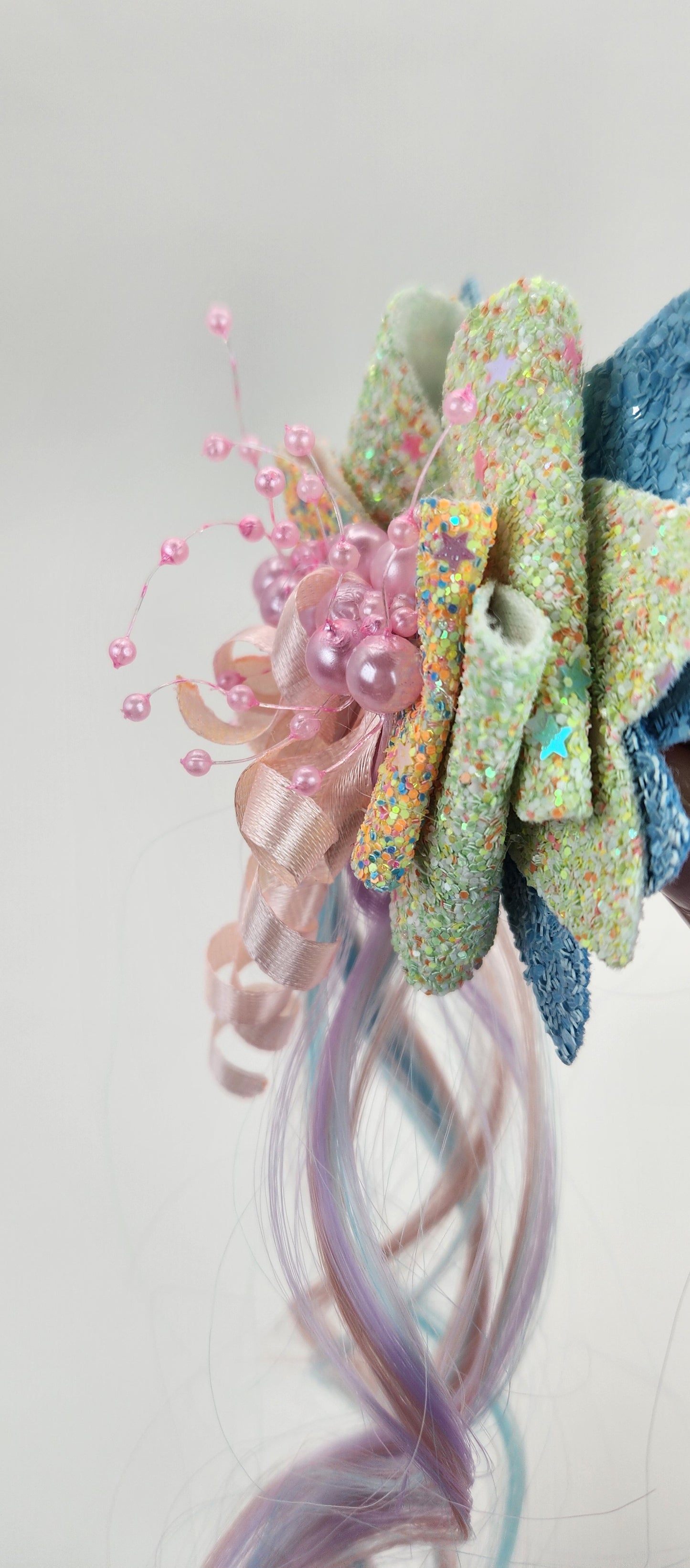 Glitter Pearls & Unicorn Hair Hair Bow