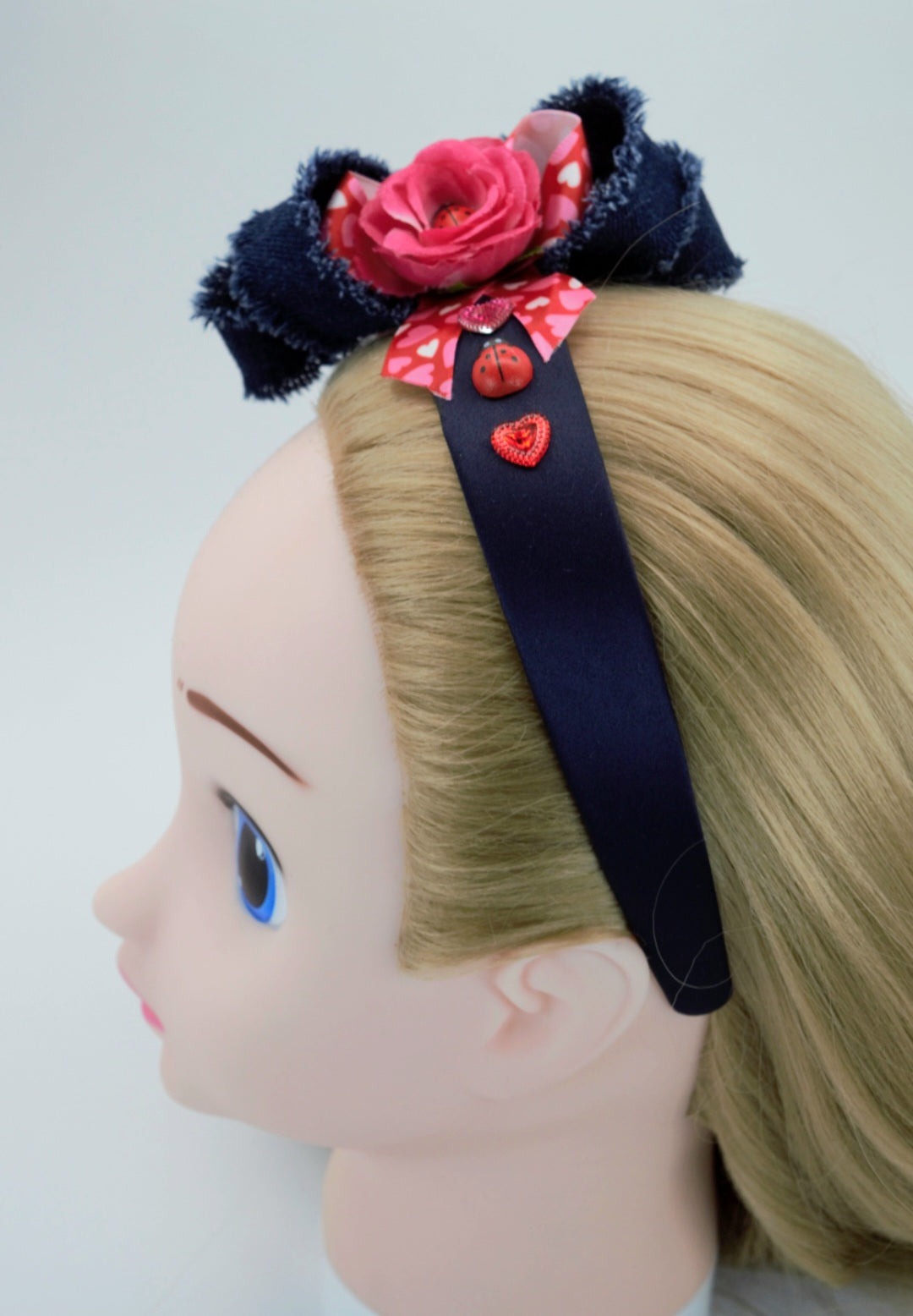 Rose Heart Denim Delight Headband