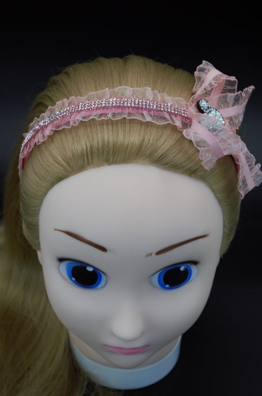 Pink Mini Mouse Lace Headband w/ Rhinestones