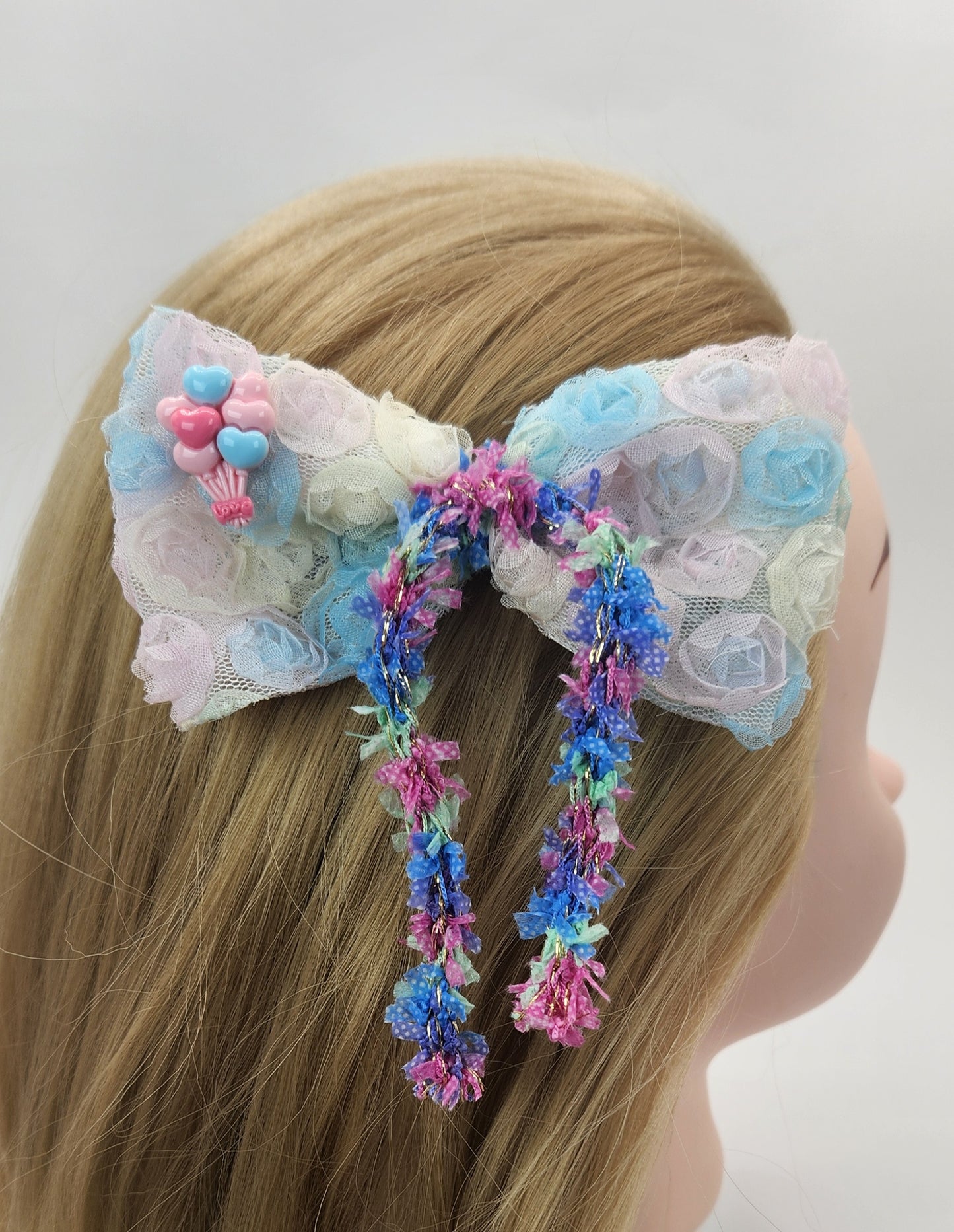 Pretty Girl Hair Bow and Heart-shaped Necklace Set