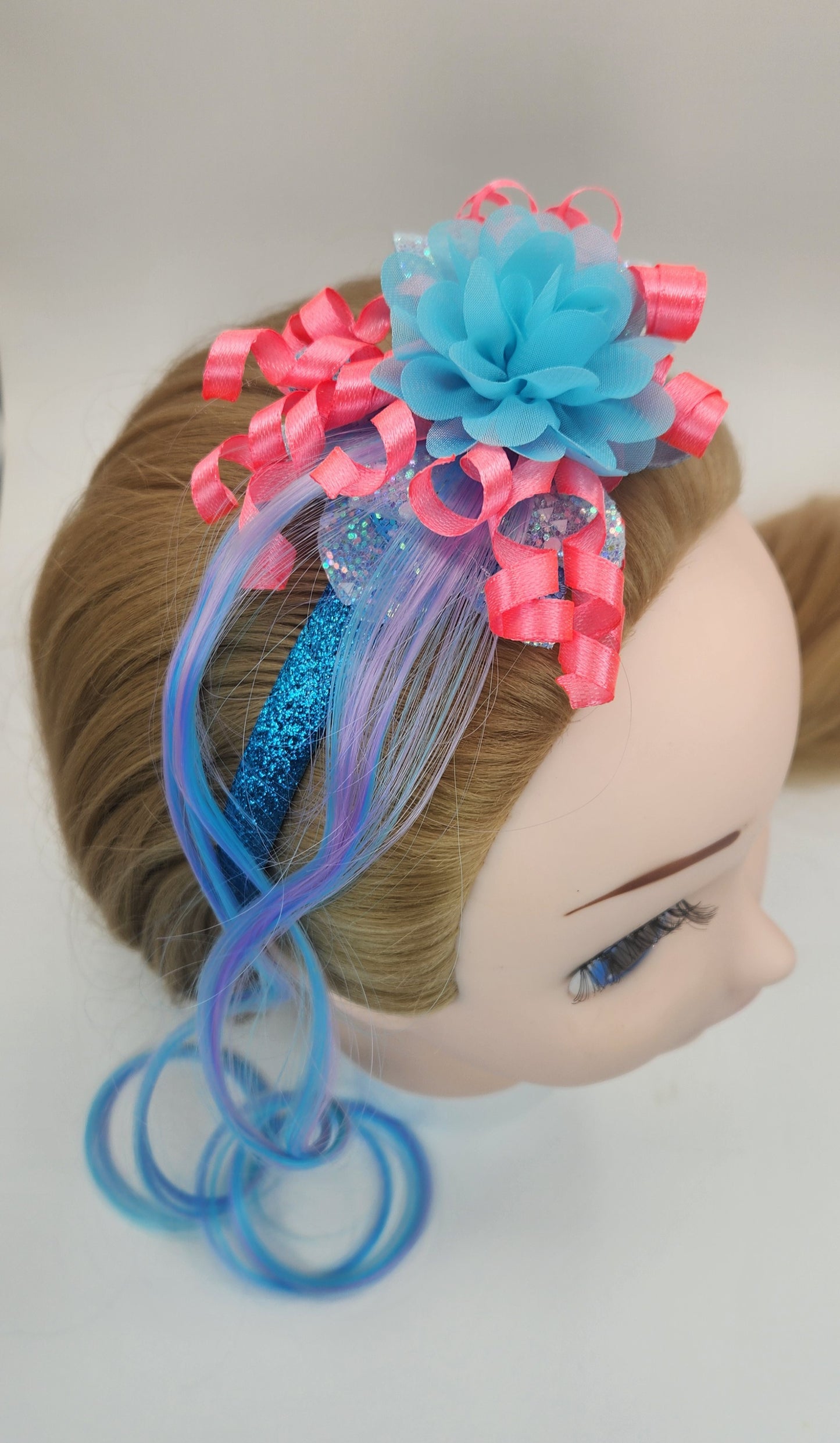 Iridescent Bow w/Korker Ribbon & Artificial Hair Headband