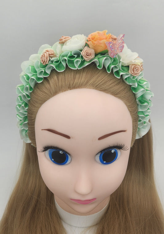 Old-Fashioned Floral-N-Ruffle Headband