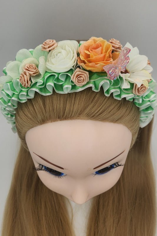 Old-Fashioned Floral-N-Ruffle Headband