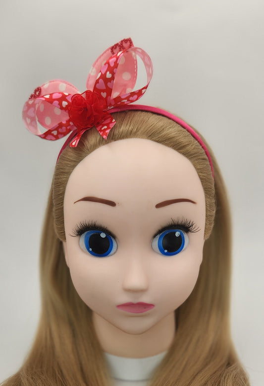 Polka-Heart Delight Hair Bow Headband
