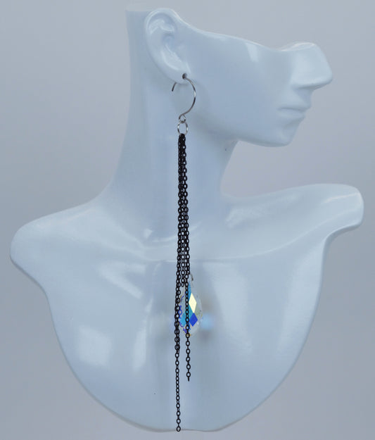 Dangle Chain Earrings With Hanging Crystal