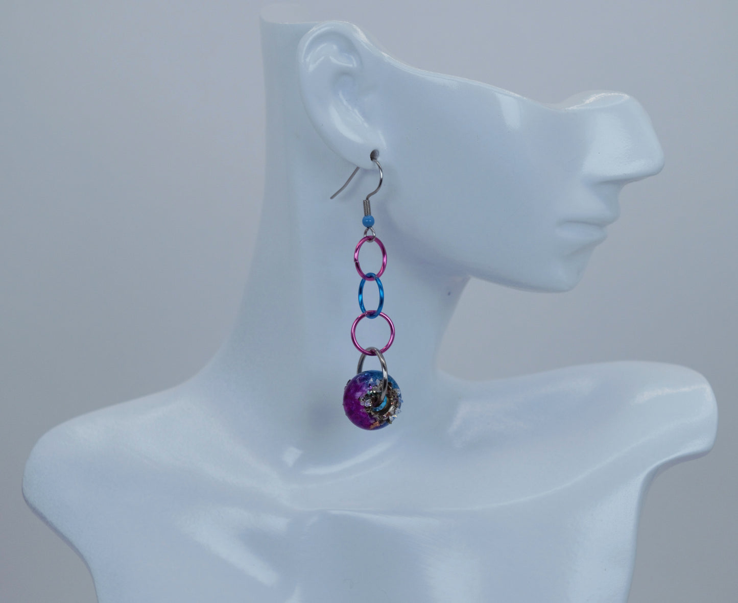 Dangle Glass Bead Earring With Shards of Broken Stone