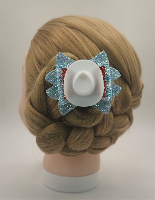 White Cowgirl Hat Hair Bow