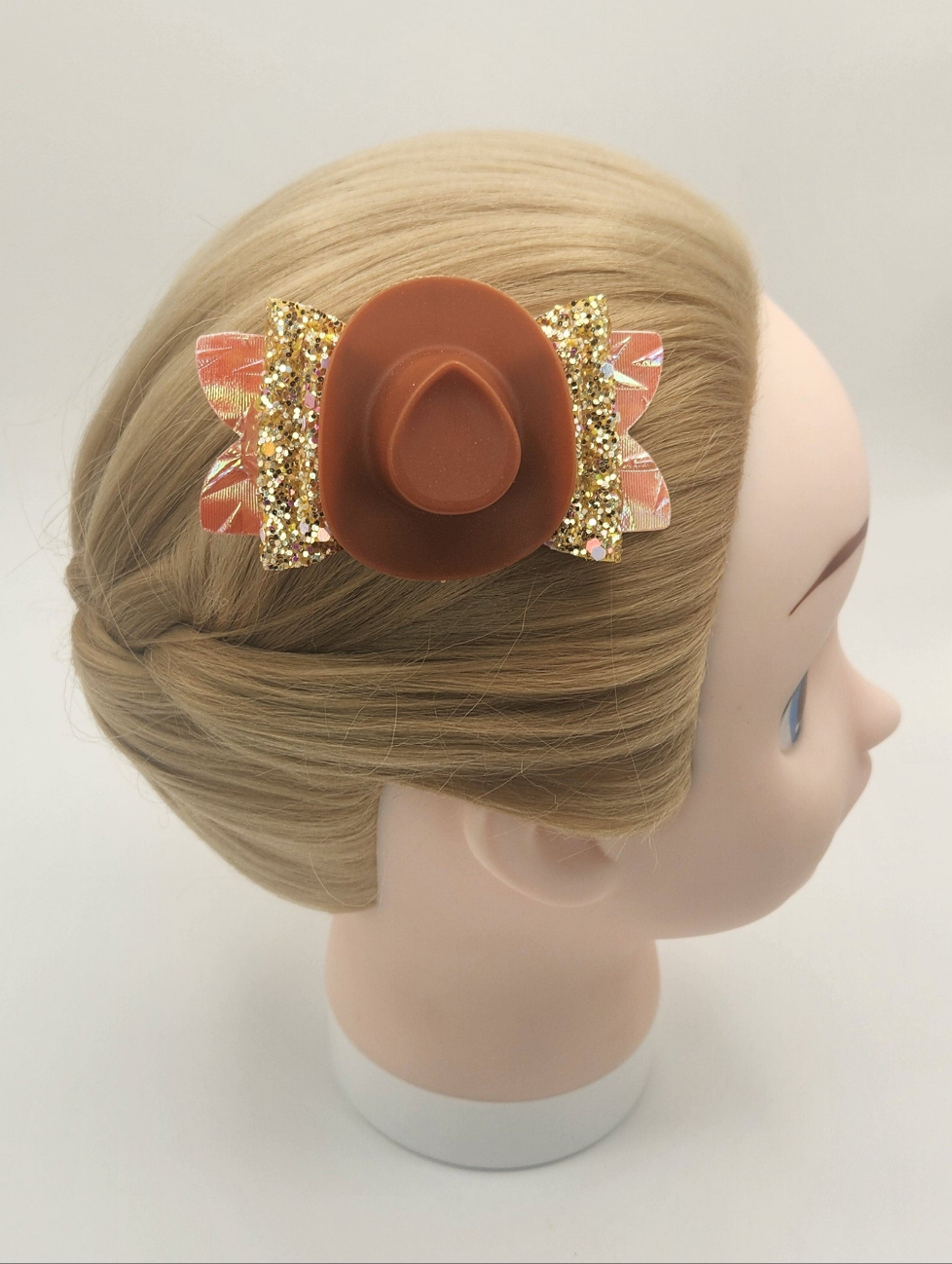 Brown Cowgirl Hat Hair Bow