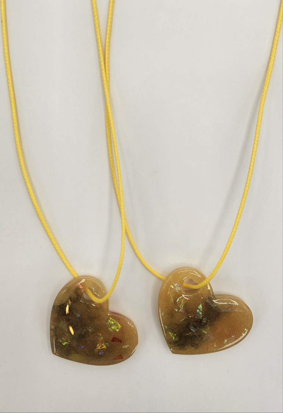 BFF Iridescent Yellow Heart Necklaces