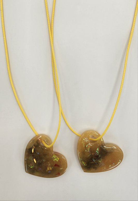BFF Iridescent Yellow Heart Necklaces