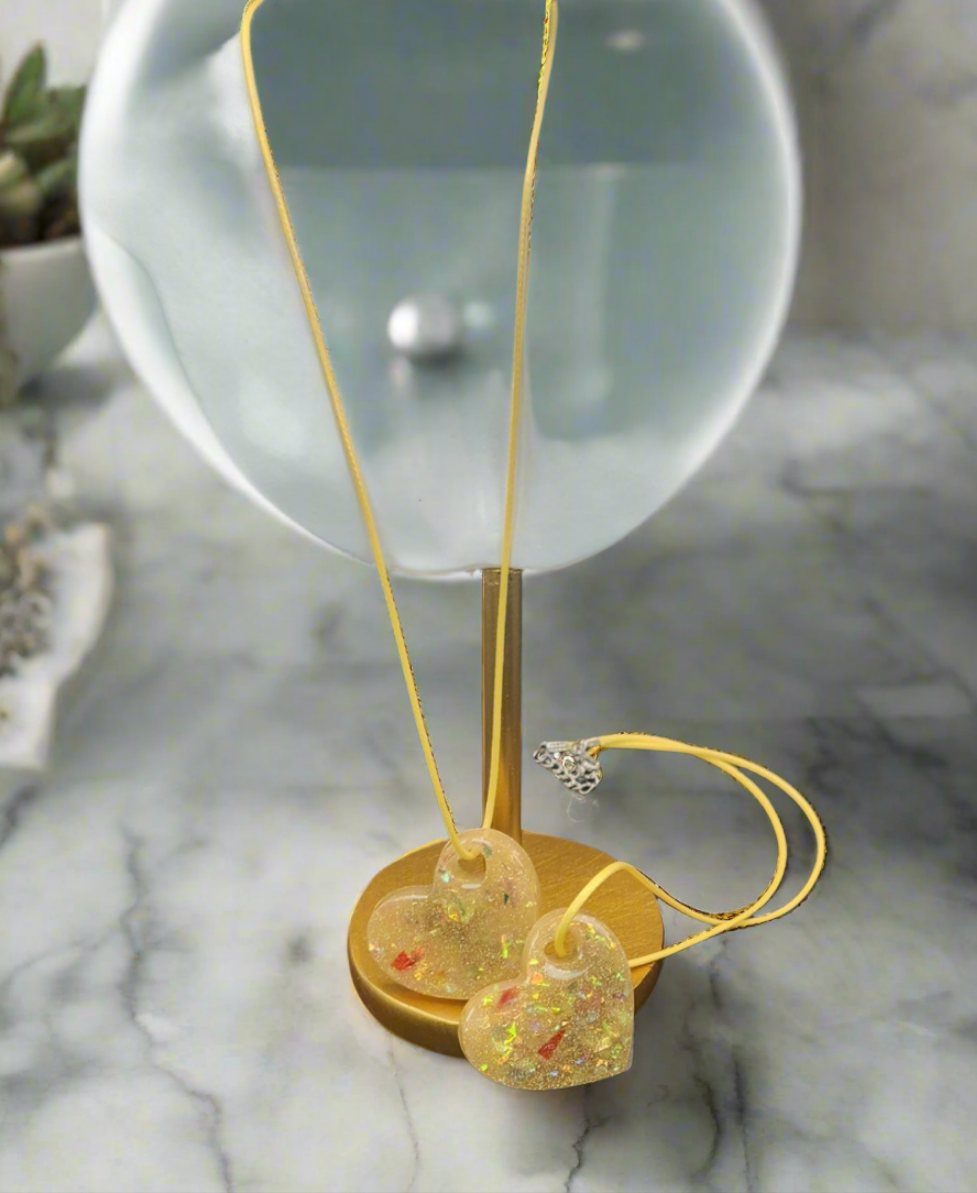 BFF Iridescent Yellow Heart Necklaces