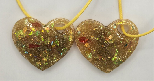BFF Iridescent Yellow Heart Necklaces