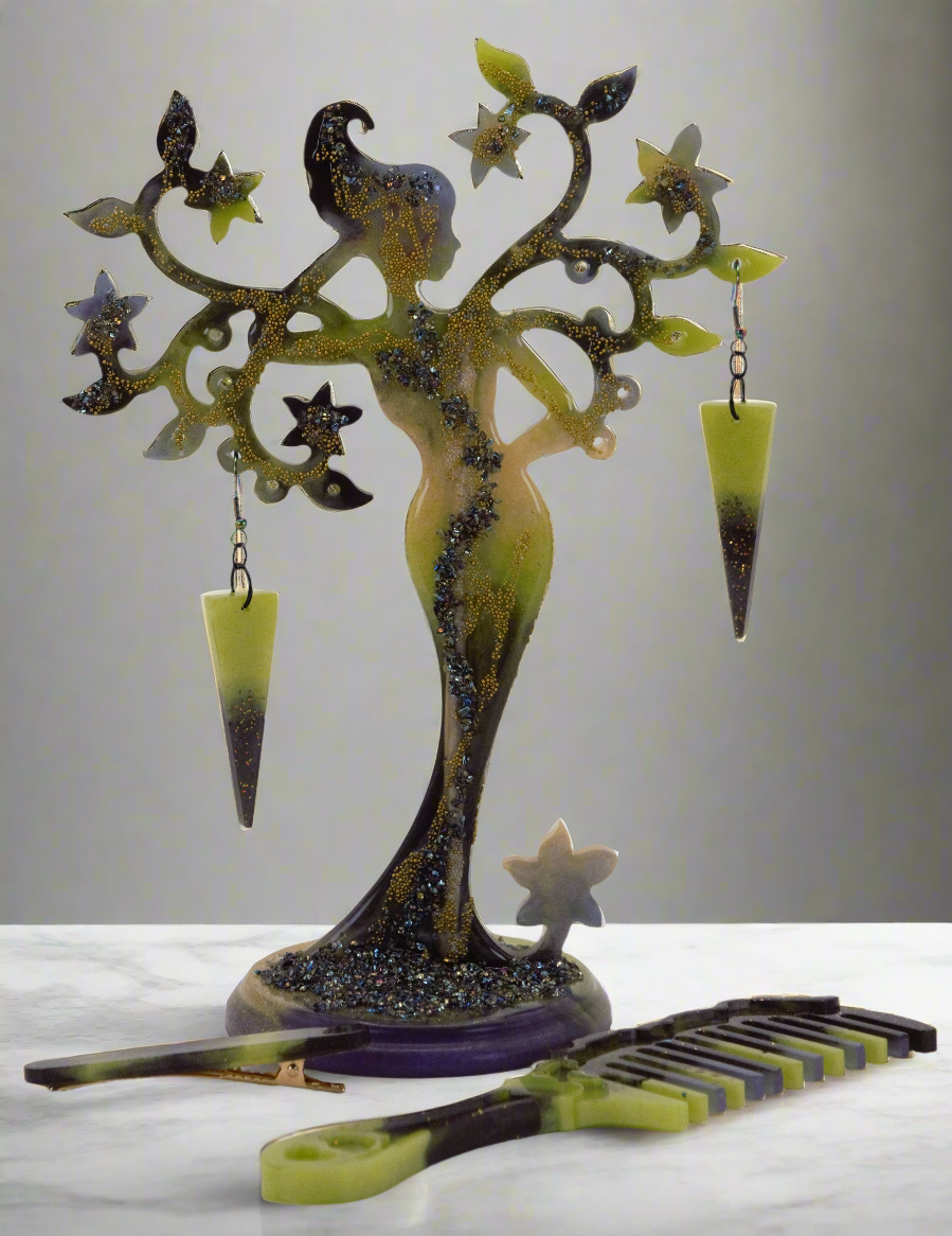 Mother Nature Resin Tree Stand Set - Green, Black, Gold, and Purple