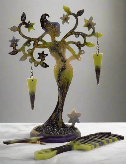 Mother Nature Resin Tree Stand Set - Green, Black, Gold, and Purple