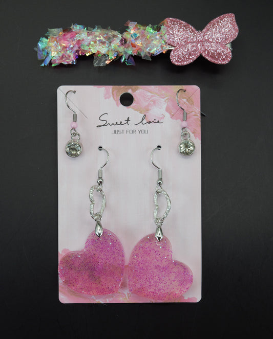 Sparkle & Flutter Earrings and Hair Clip Set