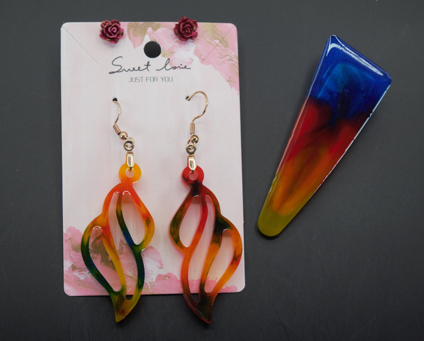 Vibrant Swirls of Colors Jewelry Set