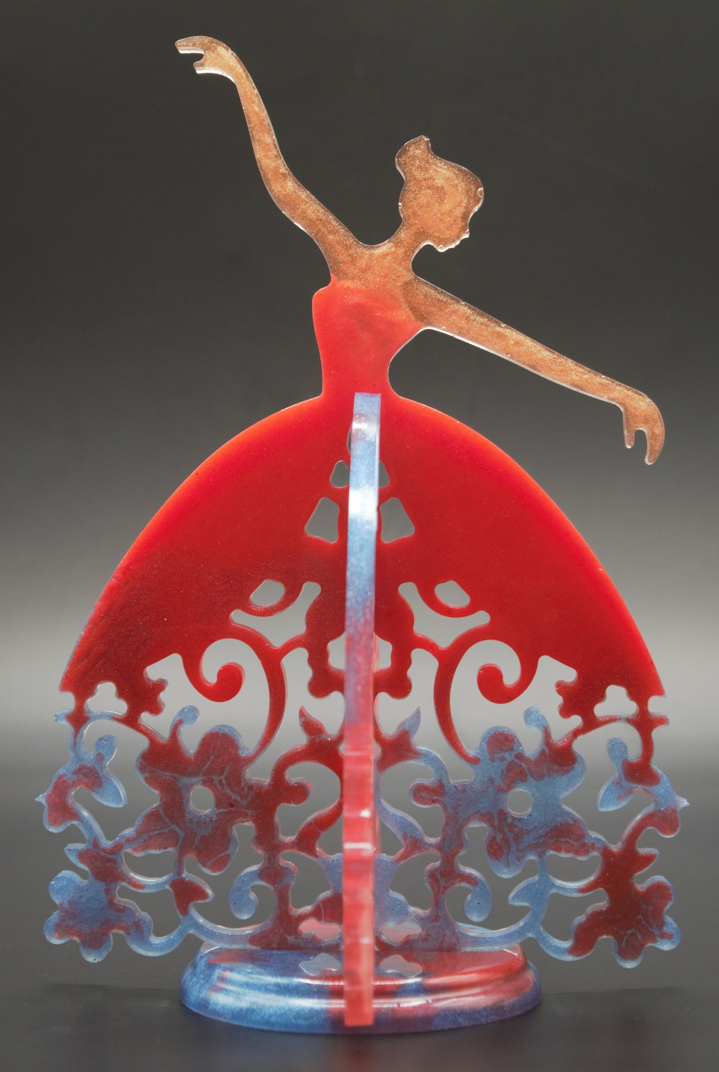 Princess Display Stand Set - Red, Blue, and Brown.