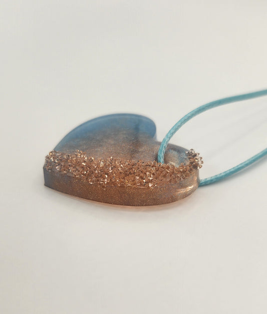 Resin Gold and Blue Fashion Jewelry Heart Set