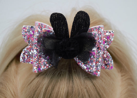 Sparkle Bow with Black Bunny