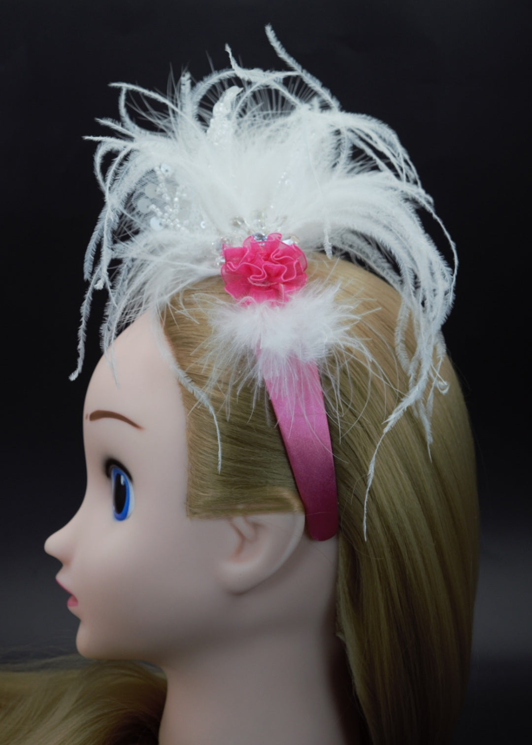 Alluring Vintage Pink Headband with Faux Feathers