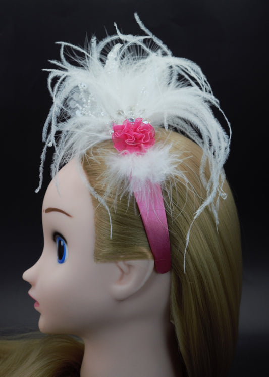 Alluring Vintage Pink Headband with Faux Feathers