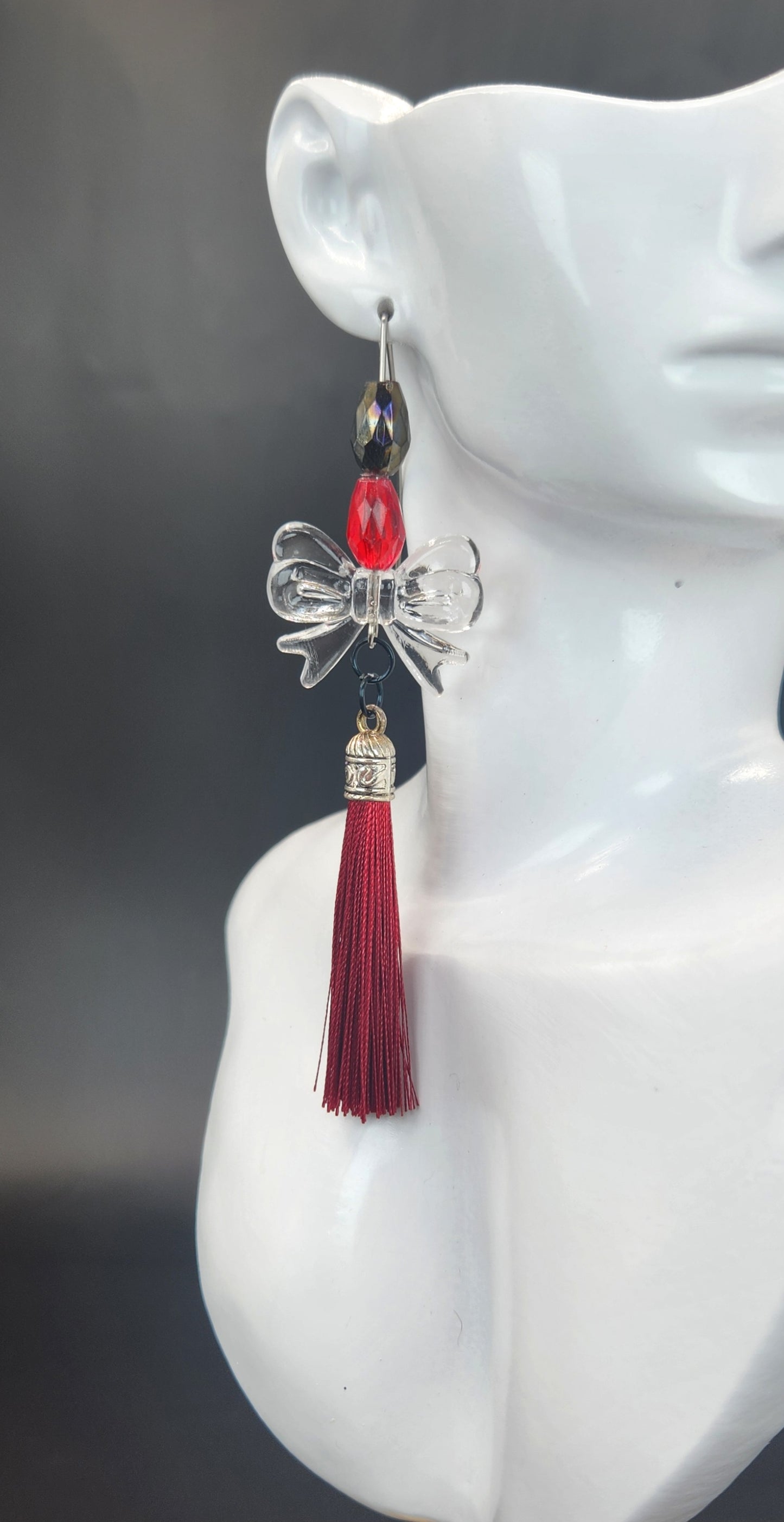 Tassel Earrings w/Large Bow Bead