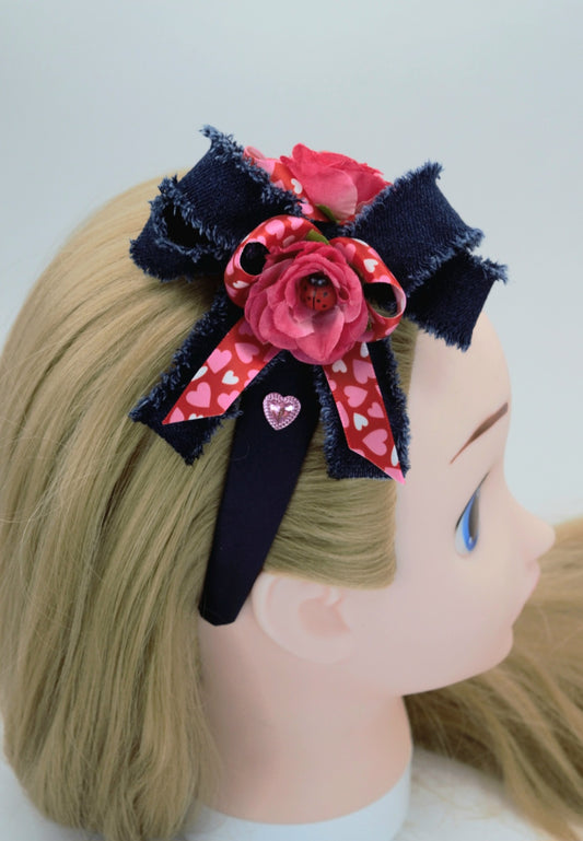 Rose Heart Denim Delight Headband