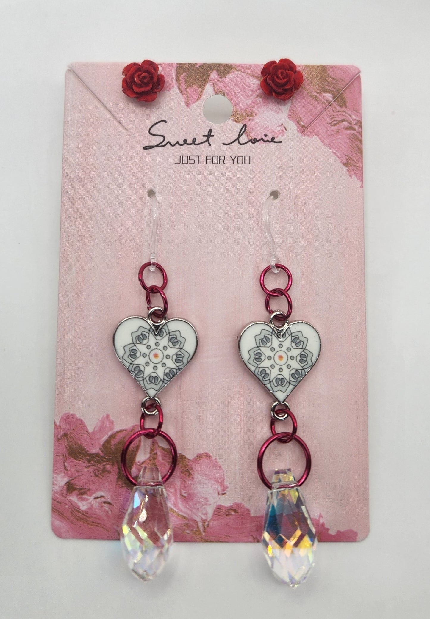 Sexy Red Glass Heart Jewelry Set