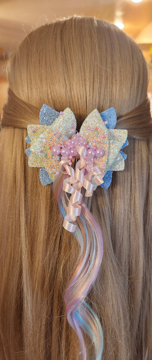 Glitter Pearls & Unicorn Hair Hair Bow